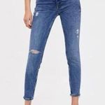 ZARA ✨ Mid Rise Skinny Ankle Sz 6 Jeans Raw Hem Dark Wash Distressed Destroyed✨ Photo 1