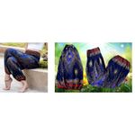 Harem Pants One Size Navy Multicolors Cosmic Stretch Waist Yoga Exercise READ Blue Photo 1