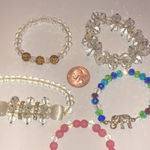 Lot of 5 Clear Pink Blue Stretchy Boho Vintage Beaded Bracelets Photo 5