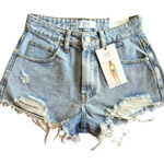 Rise Light Wash Blue Distressed Denim Festival Shorts Size 5 Photo 0