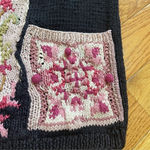 Vintage Jennifer Reed Floral Sweater Hand Knit Sz M black cream Photo 4