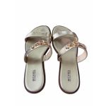 Michael Kors Gold Slides Size 8 Double Strap Logo Photo 2