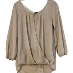 Cream/Tan Crossbody Wrap Blouse with Lace Back Small Tan Photo 0