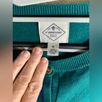 st. john's bay Teal Cardigan with Striped Sleeves M preppy classic colorful Photo 4
