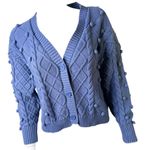 Forever 21 Womens size medium sweater Cornflower blue Cable Panel knit button up cardigan‌‌ Photo 11