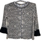 Anne Klein  long sleeved black and white animal print wome's blouse XL‎ Photo 0