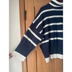 Topshop Navy & White Turtleneck Sweater Oversized Wide Sleeves Women’s size XS Photo 3