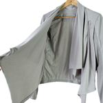 BLANK NYC Private Practice Vegan Leather & Cotton Drape Front Moto Jacket Gray, S Photo 7
