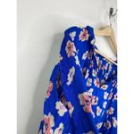 Lucky Brand Blue Pink Floral Print Long Sleeve Blouse Women's Size Large L Photo 3