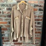 Free People  One Tan Scout Oversized Shirt Jacket, L Photo 1