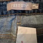 Just USA  High Rise Medium Wash Ankle Side Slit Straight Leg Jeans Sz 30P/10P NEW Photo 5