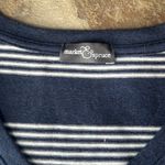 Market & Spruce Navy Blue and White Striped V-Neck lightweight Sweater Photo 11