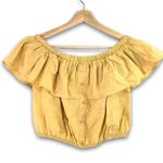 Love, Fire - Off Shoulder, Linen Blend, Crop Blouse in Mustard Yellow - M Photo 6