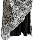 Loft  Palm Flutter Strap Pocket Double Side Slit Midi Dress Black White Photo 9