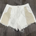 SheIn  White and Tan High Rise Jean Shorts Photo 0
