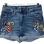 Abercrombie & Fitch NEW  Blue Denim Floral Embroidered Jean Shorts Womens Sz 2 26 Photo 0