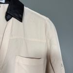 EXPRESS The Portofino Shirt Women's Semi-Sheer Tan Button Up - Size XS - Preppy Photo 1