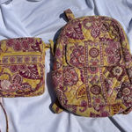 Vera Bradley Bali‎ Gold Small Backpack/ Crossbody Purse Pink Yellow Floral Photo 0