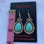 New bohemian silver tone antique finish hook teardrop earrings western Photo 0