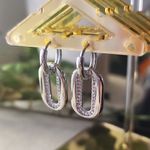 Silver White Gold Filled Link Huggie Hoop Earrings Photo 2