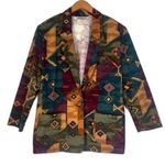 Sunbelt Vintage Colorful Aztec One Button Tunic Lightweight Jacket Blazer Sz M/L Green Size L Photo 0