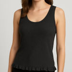 Vila Milano Black Ribbed Tank Top with Ruffle Hem Photo 0