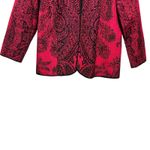 Catherines  Women Jacket 2X Pink Black Paisley Quilted Open Front Boho Chic Artsy Photo 2