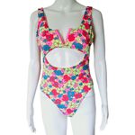 One Piece Heat Swimwear Mimosa Multicolored Floral V Front  Swimsuit Size Medium Photo 1
