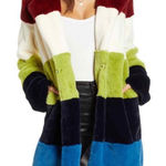 BLANK NYC NWT Super Nova Oversized Plush Faux Fur Striped Teddy Coat Jacket Boho Photo 0