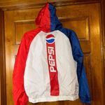 Pepsi  Color Block Hooded WindbreakerW/Pockets /Retro Logo zip Front Sz Med-EUC Photo 2