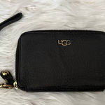UGG  Black Leather Wristlet with Gold Accents Photo 0