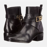 Michael Kors MK Bryce Black Leather Ankle Bootie Boots Silver Logo Size 7 Photo 0