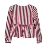 ZARA striped Long Sleeve Peplum Fitted Bodice Lightweight Blouse S Red White Photo 11