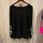 Alfani Cute black oversized sweater 3d floral sleeve appliqué beaded detail whimsigoth Photo 8