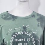 Mighty fine Green Distressed Blame It On My Zodiac Cropped Tee Size Small Photo 2
