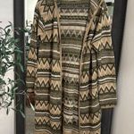 Patterned Hooded Cardigan with Fringe Green Size undefined Photo 0