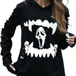 Source Unknown Scream Halloween Movie Mask Black and White Graphic Hoodie NWT Distress Photo 0