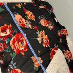 Everly  Anthropologie Floral Shift Dress Black Red 3/4 Sleeve Women’s Medium Photo 7