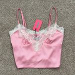 Edikted NWT Pink  Brandi Lace Trim Satin Tank Top Photo 2