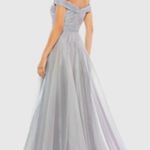 Mac Duggal Off The Shoulder Ruched A Line Gown - Pearl Grey Photo 2