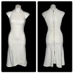 ROLAND MOURET Ivory Cocktail Dress Bodycon Keyhole Back Gold Zipper US Size 2 Photo 10