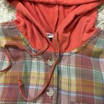 Plaid flannel hoodie with a relaxed fit Size L Orange Size L Photo 5