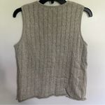 Vintage 90s Beige Linen Floral Cozy Cottagecore Knit Grandma Sweater Vest Small Tan Photo 11