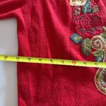 Herman Geist VTG  Embroidered Cardigan Floral Beaded Sweater Red Large Boho Rose Grandmacore Photo 5