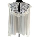 For Love & Lemons  Vivian White Lace Ruffle Long Sleeve Blouse, Size Medium Photo 3