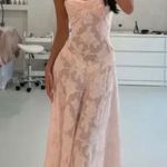 House Of CB  'Seren' Soft Pink Floral Lace Back Maxi Dress NWOT size‎ M Photo 0