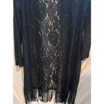 Questions Black Lace Duster Cardigan Kimono Fringe Size M Size M Photo 2
