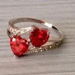 Double Heart Ring Red Photo 2