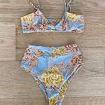 Pastel High Waist Bikini in Blue Gold and Blush Photo 0