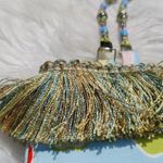 Beaded Pear Apple Blue Fringe Purse y2k Unique Chic Hand purse Closure Fruit Photo 9